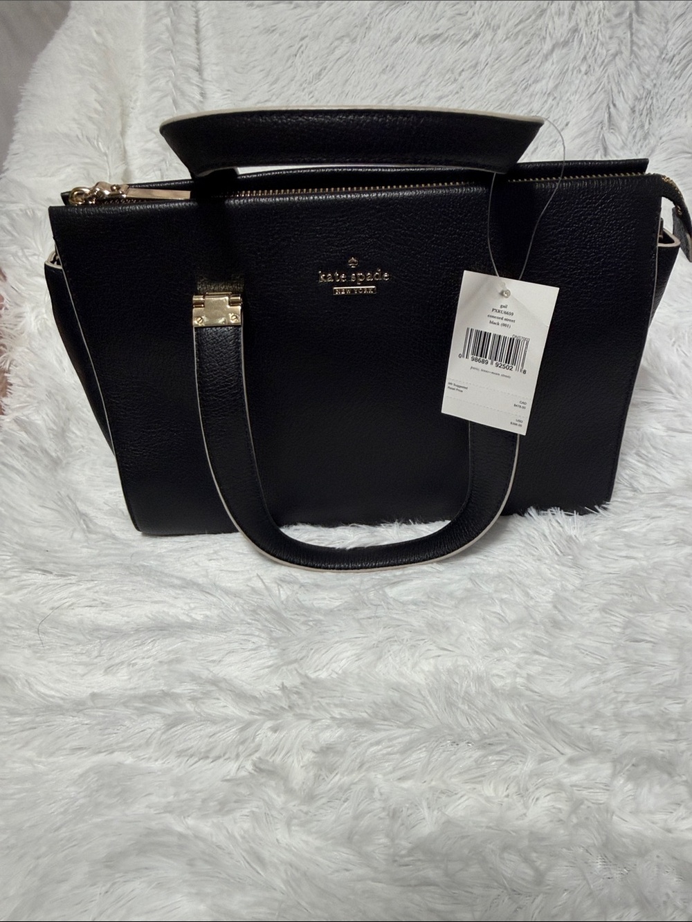 kate spade Black Leather Structured Top-Handle Satchel
